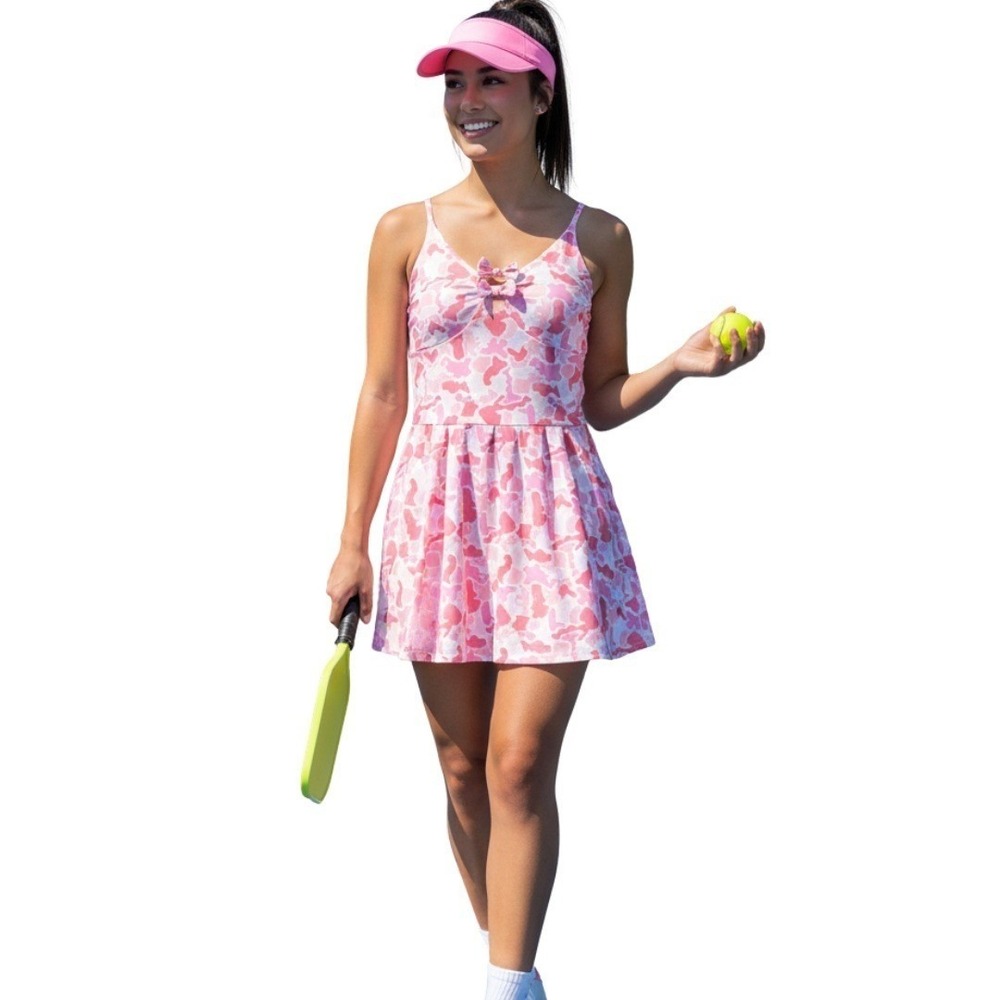Simply Southern Pink Camo Pickleball Tennis Dress Athletic Activewear M NWT